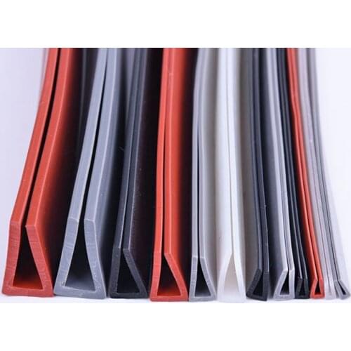 1 Meter Translucent Red Gray Black Silicone Rubber U Sealing Strip Glass Metal Wood Panel Edge Trim
