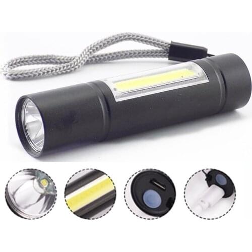 Portable Mini USB Flashlight LED Q5 COB LED Torch LED Lamp Built-in Battery linterna Led Flash Light Work Light with USB Cable