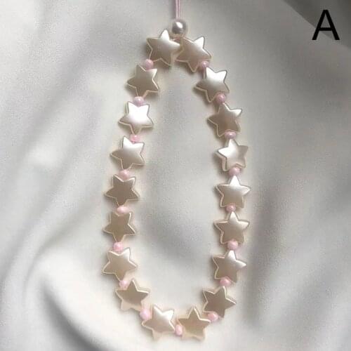 Boho Rainbow Bead Phone Lanyard Chain Acrylic Charm Beads Chain Mobile Phone Strap Cord Wrist Hanging Rope Chains