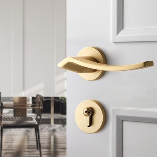 Modern Silent Anti-theft Door Lock Interior Zinc Alloy Handle Split Gate Lever Lock Hotel Home Furniture Hardware Accessories