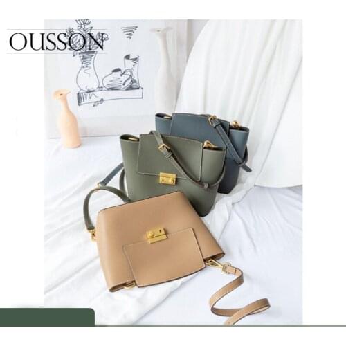 OUSSON 2021 New Design Leather Large Capacity Bucket Bag Fashion Messenger Bag Multifunctional Shoulder Bag For Women
