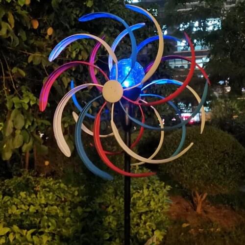Solar Ground Light Outdoor Decorative Wind Spinners Windmill Waterproof Night Light LED Light Garden Landscape Lights Stakes