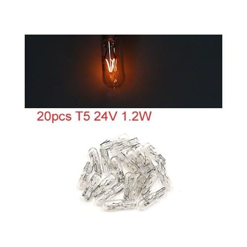 Uxcell 20pcs T5 24V 1.2W Yellow Dashboard Gauge LED Bulb Instrument Light Interior
