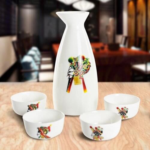 Japanese household wine set 5-piece scalding wine pot ceramic wine pot bone china yellow rice wine white wine warming wine set