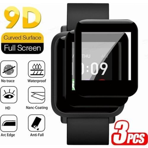 3pcs 9D Curved Soft Protective Glass For Huami Amazfit BIP LITE BIP S Light BIPS BIPLite Smart Wristband Screen Protector Film