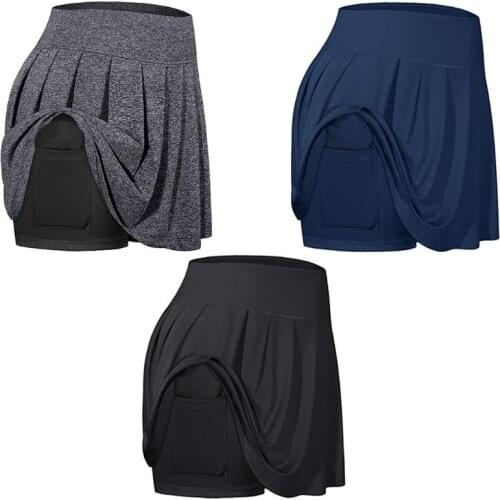 Women Sport Athletic Pleated Active Golf Skort High Waist 2-In-1 Running Workout Tennis Skirt with Shorts Inner Pockets