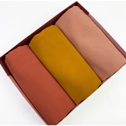 Womens Fashion Plain Hijab Heavy Chiffon Scarf Wrap Solid Color Shawls Headband Muslim Hijabs Headscarf Customized Gift Box