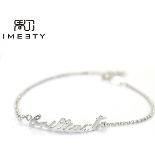 IMEETY letter pendant bracelet women personalized jewelry name tag bracelets handmade cursive nameplate bracelets custom gift