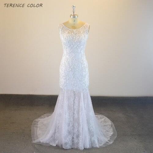 Trust Linda elegant beautiful lace appliques mermaid hot tulle perspective lace nail beads long dress Support customization