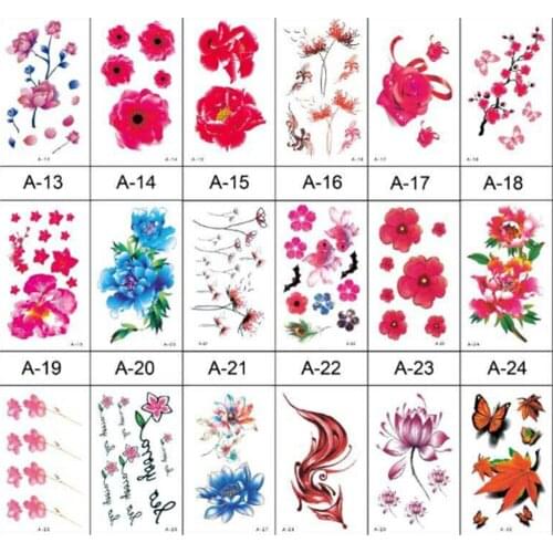 10PCS Beautiful Water Transfer Stickers Flash Tattoos for Body Art Makeup Cool 3D Waterproof Temporary Tattoo for Girls Tatouage