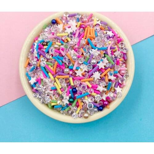 100g Mixed Rhinestone Long Cylindrical Slices Polymer Clay Sprinkles For DIY Craft Nails Art Fluffy Slimes Filling Accessories
