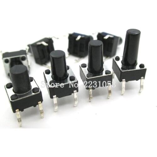 100PCS/Lot 6X6X10 DIP Tactile Tact Mini Push Button Switch Micro Switch Momentary 6*6*10 mm 4Pins