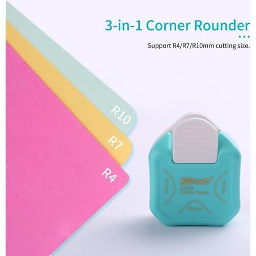 3-In-1 Mini Corner Trimmer Corner Rounder Punch R4/R7/R10mm Round Corner Trimmer Cutter for Card Photo Paper Laminating Pouches