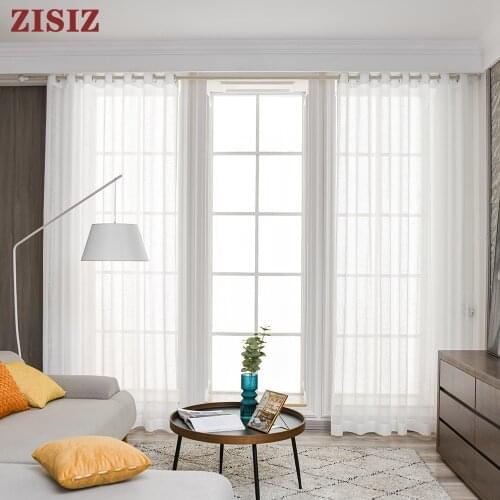 White Sheer Curtains for Living Room Flax Linen Textured Tulle Curtain Panel Bedroom Window Treatment Home Decoration Drapes