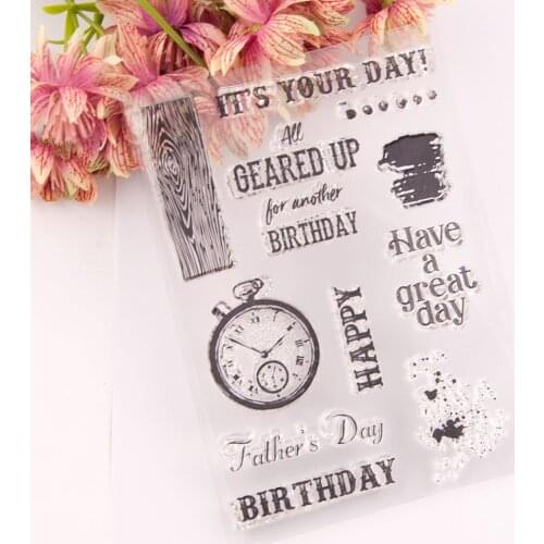 Birthday Clock Clear Stamps Silicone Seal for DIY Scrapbooking Card Rubber Stamps Making Photo Album Handemade Crafts New Stamps