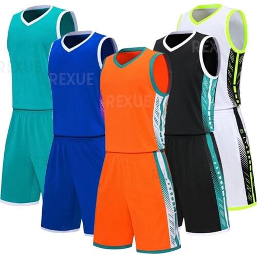 Quality assurance Gradient basketball uniform for team club DIY multicolor Basketball Shirt mens sports suit college wholesale