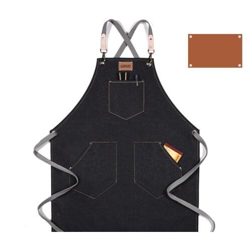 Cotton thick canvas apron, barber, baker, restaurant, milk tea shop overalls, custom LOGO