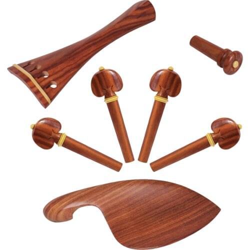 Red Wood Tailpiece, Tuning Pegs, Endpin, Chin Rest Full Set for 4/4 Violin