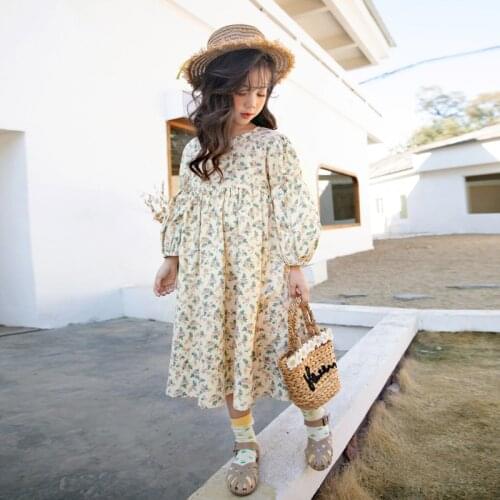 6 To16 Years ,Kids Dress for Girls 2021 New Baby Children Summer Clothes Floral Teen Cotton,#6089