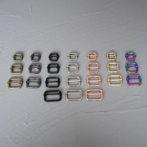 50 Pcs 15/20/25/30mm Metal Slider Adjustment Buckle Slides Tri-Glides Roller Pin Buckles Handbag Strap Slider Adjuster Belt