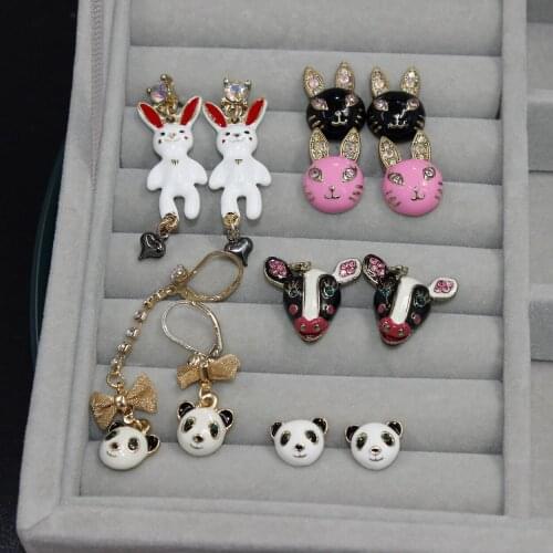 Fashion New White Rabbit Panda Series Franc Color Net Red Animal Lady Earrings 2021