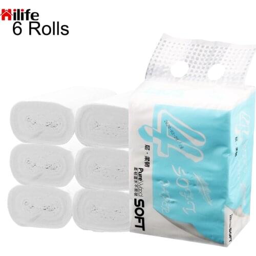 Coreless Toilet Paper Tissue Napkin Wood Pulp 4 Layers Home Bath Kitchen Tissue Roll 6 Rolls Hand Towels Toilet Roll Paper
