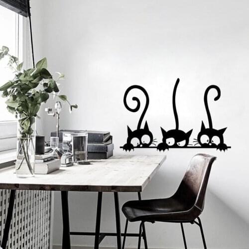 Lovely Cat Wall Stickers For Bathroom Toilet Kids Room Decorations Home Decor Wall Car Mural Art Decals