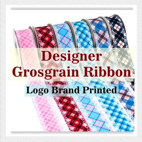 New Designer Grosgrain Ribbon Printed Logo Brand Pattern 10 Yards for DIY Sewing & Hair Bow Accessories
