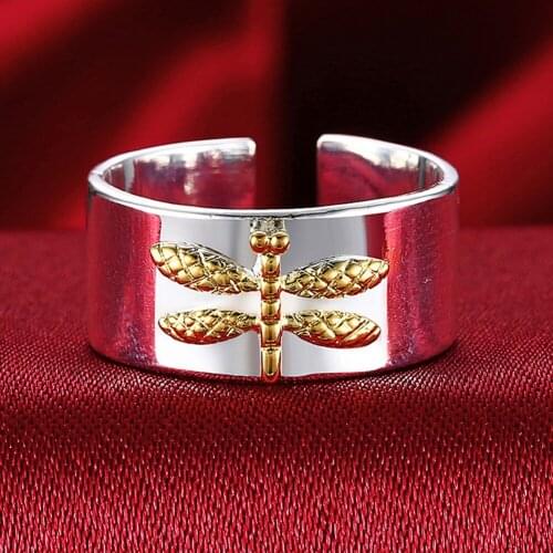 2019 New 925 Sterling Silver Insect Dragonfly Adjustable Ring Personality Retro Woman Men Birthday Gifts
