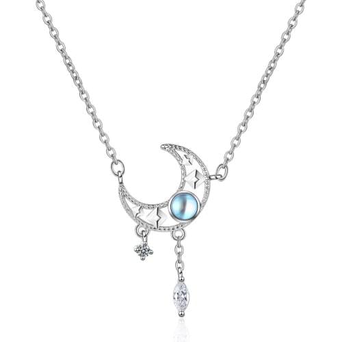 WANGAIYAO Colorful Moon Necklace Simple, Fresh and Sweet Design Minority Students Short Clavicle Chain Korean Version
