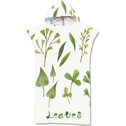 New leaves geometry Towel Adult Microfiber Dressing Robe Hooded Bath Towel Swimming Surfing Beachwear