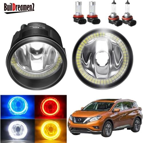 Angel Eye Fog Light Assembly For Nissan Murano Z51 2007-2014 Car Front Bumper Fog Light With Halo Ring DRL 20W H11 12V Styling