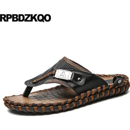 Plus size closed toe slides water flip flop mens sandals 2019 summer outdoor mules leather black 47 fashion shoes 46 native