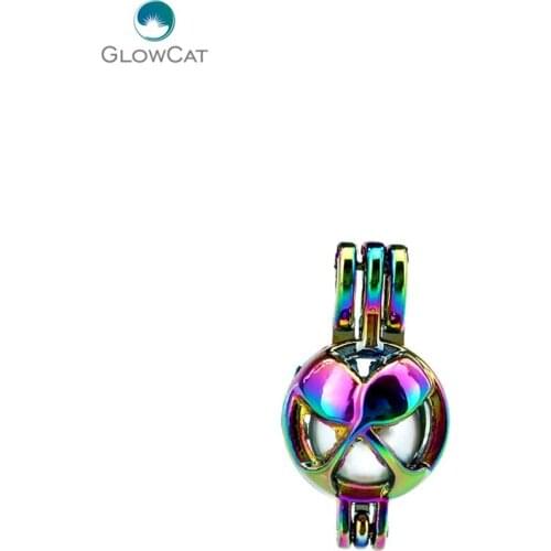 C618 5pcs/lot COLORS Multicolor Cross-cupped Wine Beads Stone Cage Pendant Pearl Locket Fairytale Party Essential Oil Diffuser