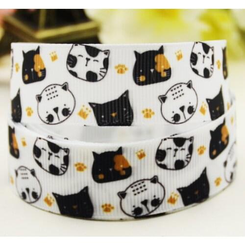 22mm 25mm 38mm 75mm Cat Cartoon printed Grosgrain Ribbon party decoration 10 Yards X-03292
