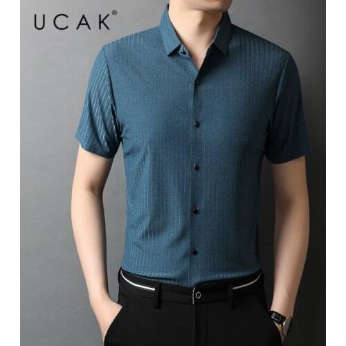 UCAK Brand Summer Comfortable Striped Shirts Men Clothing New Fashion Style Streetwear Casual Soft Shirt Clothes Homme U6214