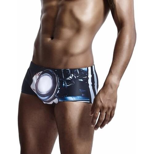 Sexy Mens Boxer Slim Sexy Swimwear Pants Low Waist Space Pattern Mens Swimming Trunks Swimsuit Boy