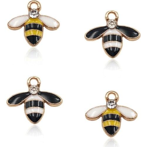 10pcs DIY Handmade Earrings and Hair Accessories Keychain Pendant Accessories Exquisite Bee Pendant Accessories diy alloy button