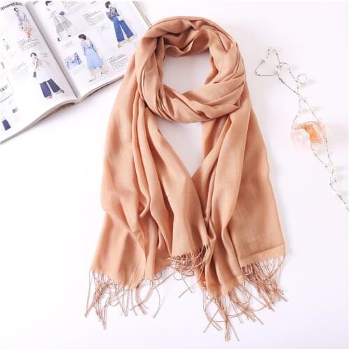 Women solid color cotton scarves with tassel lady winter thin spring scarf summer luxury female shawl warm scarve for women