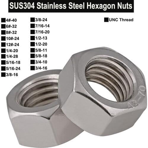 SUS304 Stainless Steel Hexagon Nuts UNC Thread
