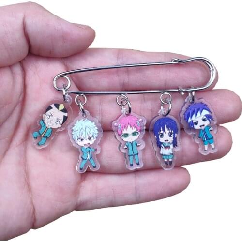 Cute Classic Acrylic Anime Cartoon The Disastrous Life of Saiki Kusuo Brooch Bag Overcoat Badge Women Birthday Gift
