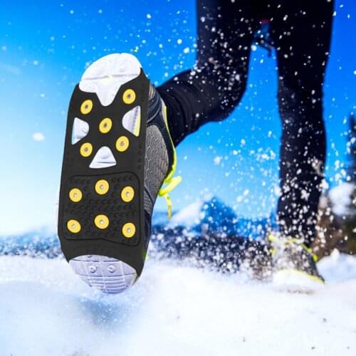 Snow Ice Non Slip Spike Grips Climbing Shoes Cover 11 Teeth Crampon Cleats for Family Outdoor Camping Accessories
