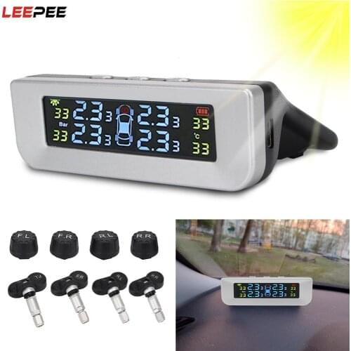 Solor USB Power Newest TPMS Digital LCD Display Car Accessories Tyre Pressure Monitoring System 4pcs External/Interior Sensors