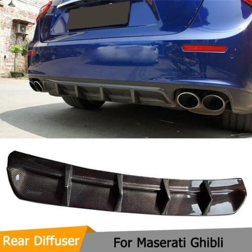 Carbon Fiber Car Rear Bumper Spoiler Lip for Maserati Ghibli 2014-2017 Auto Car Rear Bumper Diffuser Cover