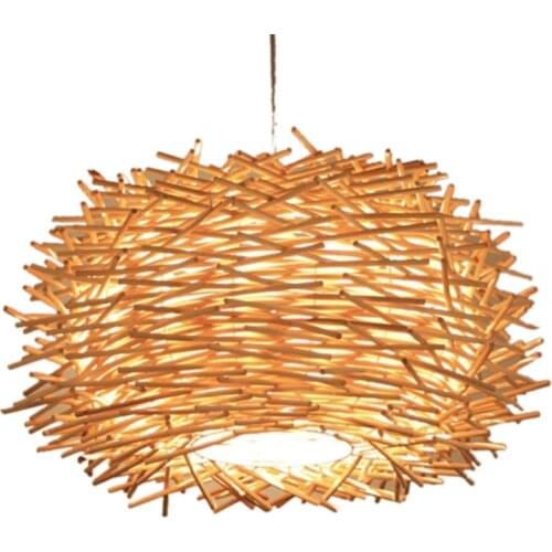 30CM LED Hand-Woven Rattan Lampshade Personalized Chandelier Corridor Living Room Cafe Shop Dining Room Lampshade