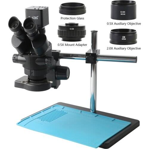 3.5X-90X Zoom Simul Focal Trinocular Stereo Microscope+Stand+4K 8MP 1080P HDMI Measuring Microscope Camera For Lab PCB Soldering