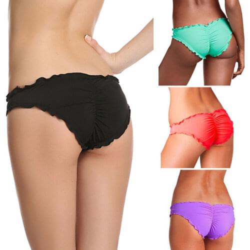 Solid Color Thong Bikini Brazilian Swimwear Women Swimming Bottom Briefs One Piece Swimsuit Panties Underwear Bathing Thong