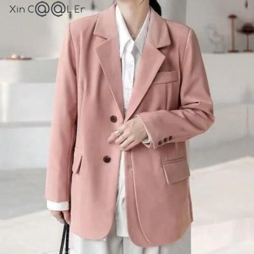 2021 Spring New Shooting Spot Suit Female British Style Loose Pink Temperament Casual Coat