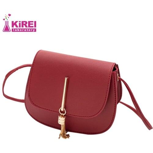 Womens fashion PU new playful metal tassel one-shoulder bag saddle bag fashionable casual mobile phone cross body bag
