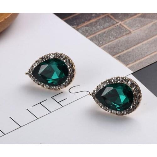 Cubic Zirconia Clip On Earrings Stud Rhinestone Non Pierced Simple Cz Teardrop Studs Women Water Drop Fashion Wedding Earring